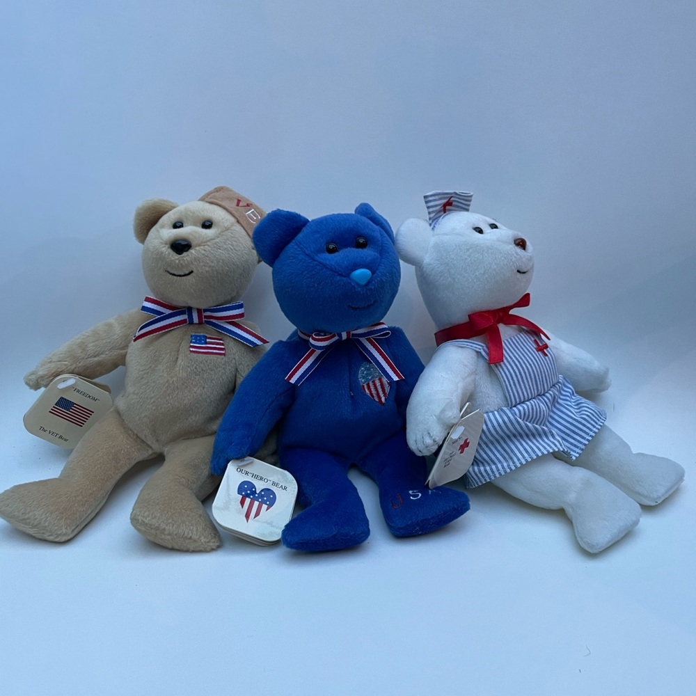 Freedom, Mercy, and Hero Charity Bear beanie babies